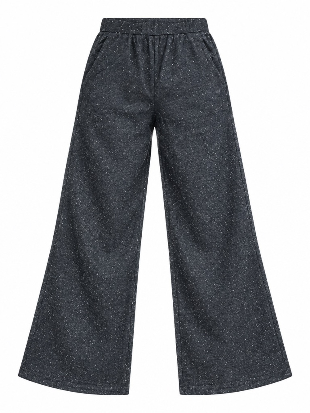 Women’s Trousers Wide-Leg Pull-On Pants in Charcoal Speckle Size S